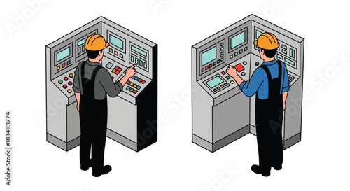 Operator controls industrial machinery at a complex control panel.