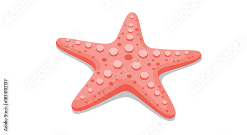 Pink starfish with textured surface on white background