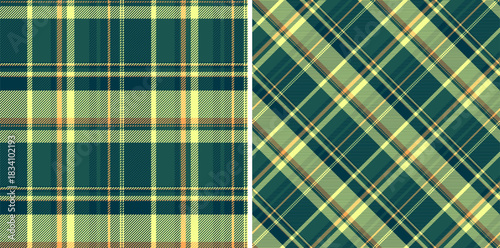 Textile tartan pattern of seamless check vector with a fabric background texture plaid. Set in space colors for geometric unique identity design.