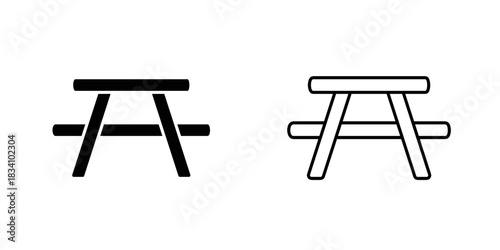 Picnic table set icon isolated on white background. Vector illustration.