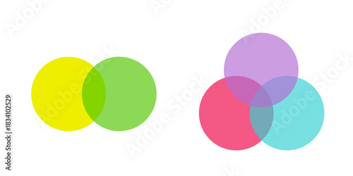 Venn diagrams. Circular schema and logic process illustration.