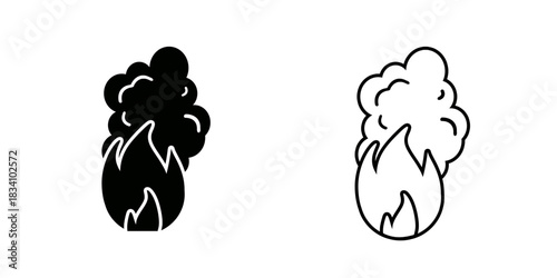 Fire smoke set icon isolated on white background.