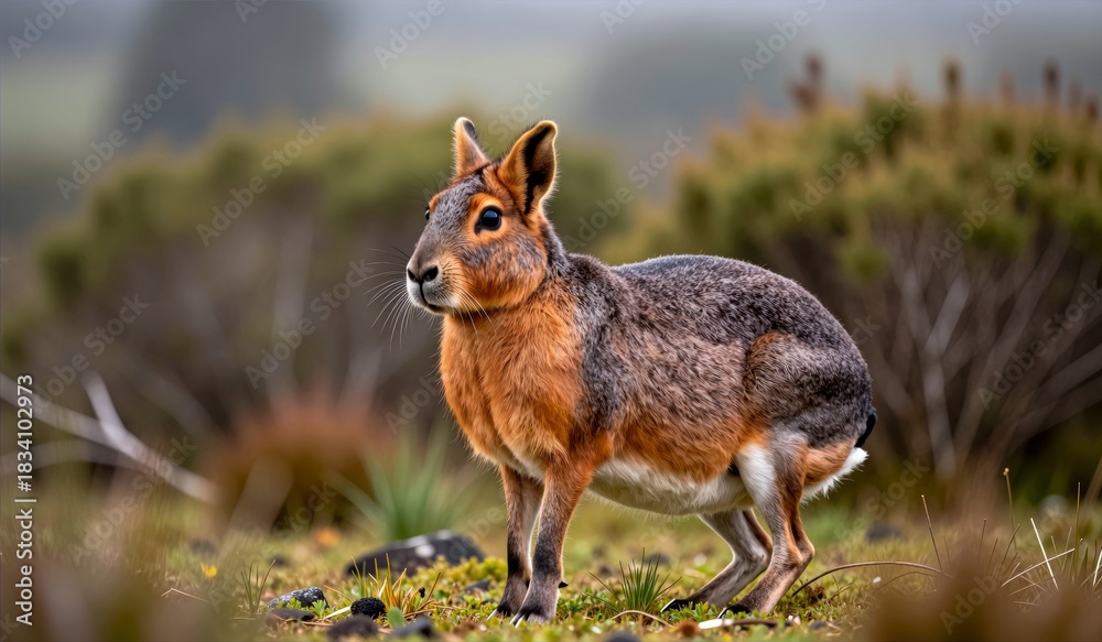 Obraz premium Colorful mara stands proudly in a lush green meadow during tranquil morning light