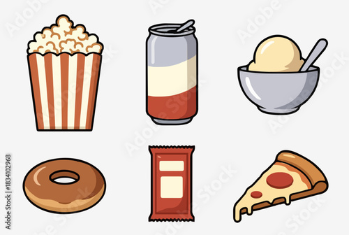 Delicious cartoon junk food assortment for fun snack time