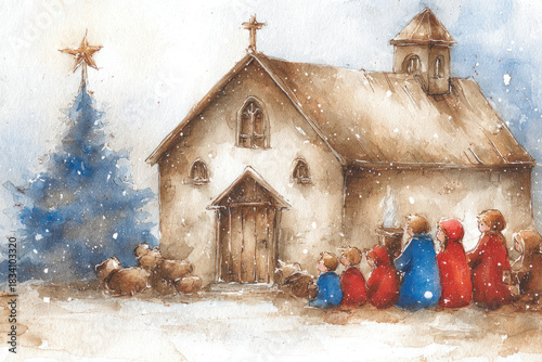 Christmas watercolor illust...