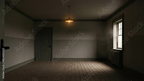 Wallpaper Mural Eerie empty room with dim lighting offers suspenseful scene potential Torontodigital.ca