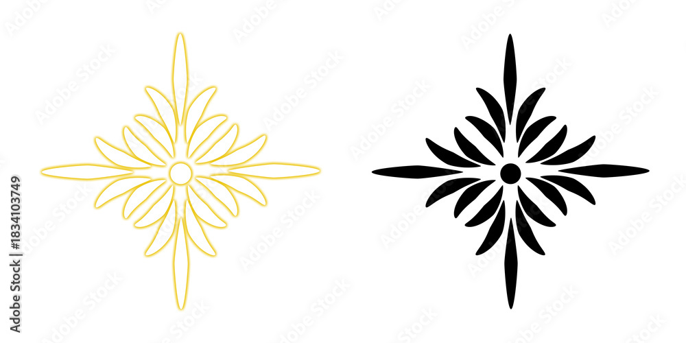 Fototapeta premium White and gold stylized flower emblem design