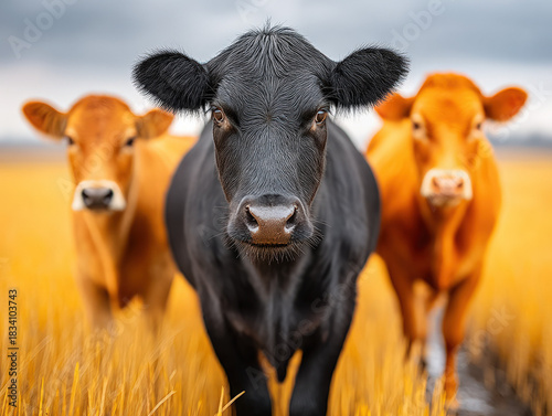 Farm animals together in pa...