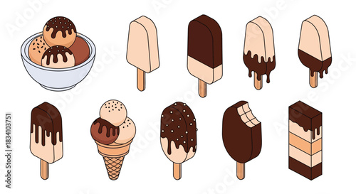 Delicious assortment of ice cream treats and frozen desserts.