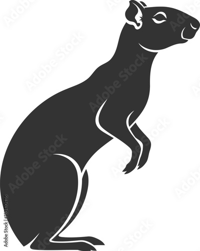 Stylized rat silhouette standing on hind legs illustration