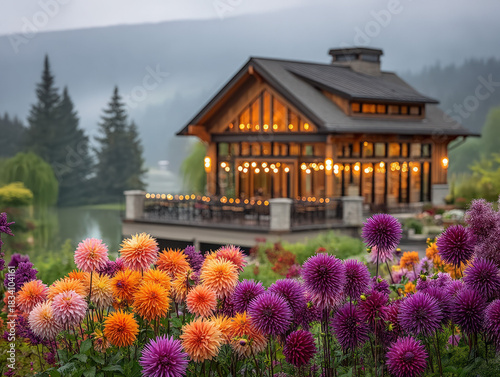 Flower farm with blooms