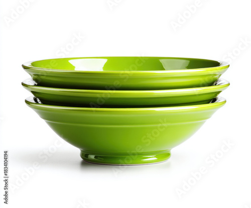 Green bowl isolated on whit...
