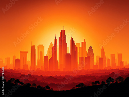 London skyline at sunrise