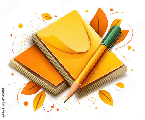 Paper and pencil isolated o...