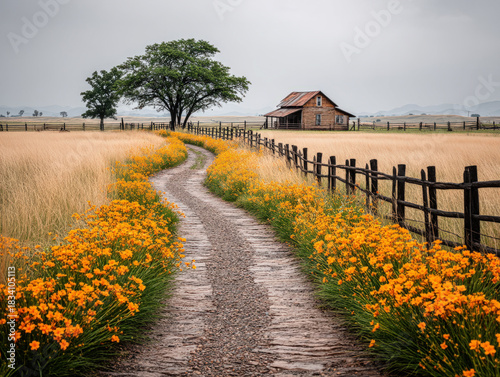 Old wood fence on farm