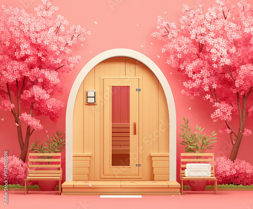 Sauna spa bright background