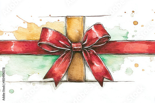 simple watercolor of a ribb...