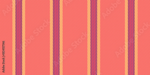 Difficult stripe textile seamless, soft fabric pattern vertical. Purity lines texture background vector in red and amber colors.