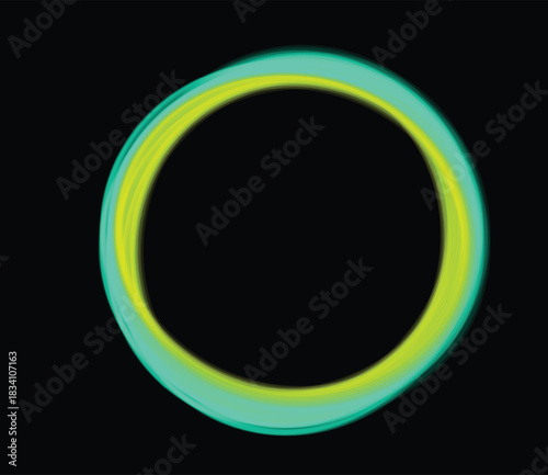 Neon victor, The image showcases a circular shape that is elegantly designed with a blurred effect, creating a luminous appearance against a stark Victor Illustrator Design