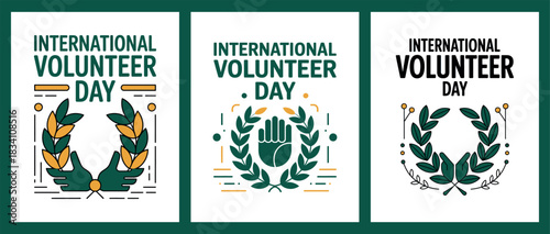 International Volunteer Day with Laurel and Helping Hand Illustrations