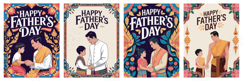 Thailand’s Father’s Day with Illustrations of Father Child Bonding Moments