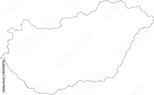 Hungary Map Isolated Outline Stroke Vector Map Editable