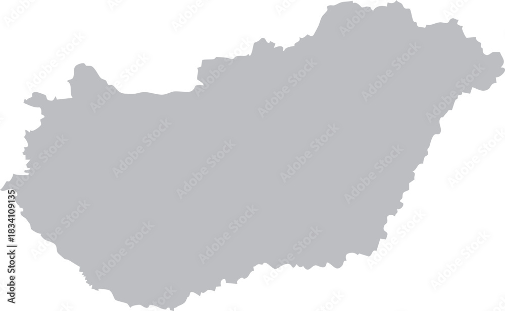 Fototapeta premium Hungary Map Isolated Silhouette Grey Vector Map Editable