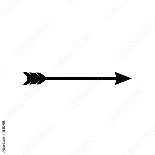 A simple black silhouette of an arrow pointing right