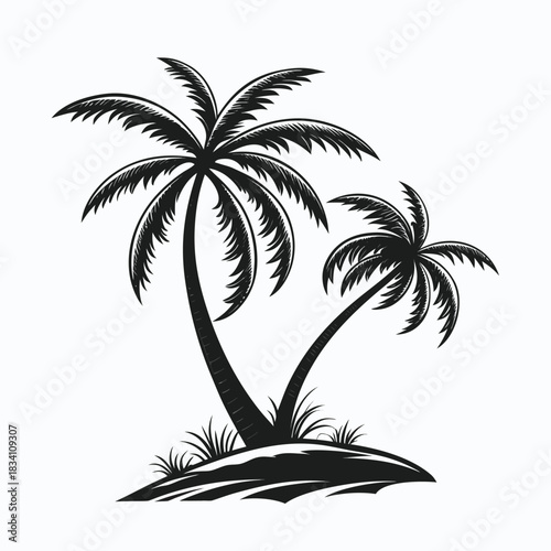  Twin Palm Trees Silhouette