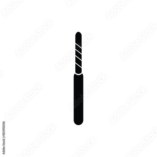 Black silhouette of a dental drill bit on white background silhouette
