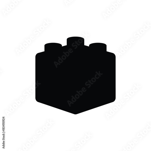 Black silhouette of a single building block with three studs