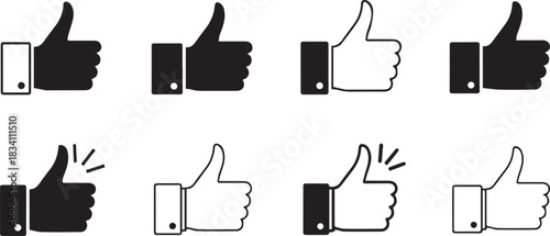 Thumbs up gesture icons representing agreement approval and positive feedback