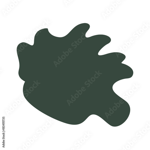 Abstract dark green splash shape for artistic designs and creative backgrounds
