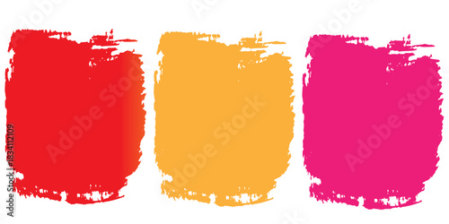 Set of watercolor brush strokes multicolored. Pastel color blue paint swatch. Yellow chalk painting squares shape for text. Blue rectangle pink toned ink wash. Abstract colourful paint brush stroke.