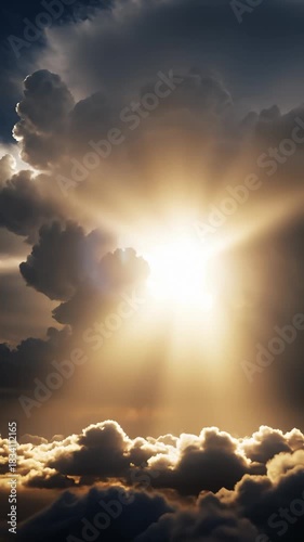 Sun Shining Through Dramatic Clouds, Rays of Light