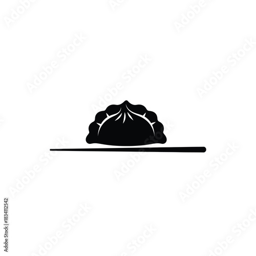 Steaming dumpling with chopsticks silhouette