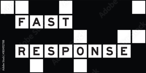 Alphabet letter in word fast response on crossword puzzle background