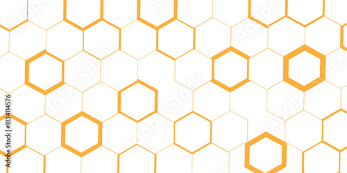 Orange Gradient Hexagonal Shape Background. Modern Honeycomb Geometric Orange Hexagon Digital Network Background.