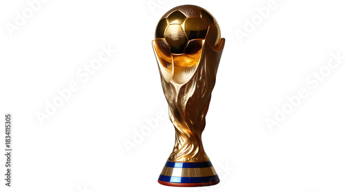 Golden World Cup Trophy Isolated on Transparent Background