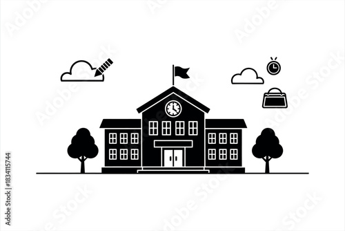 School Building and Education Icons