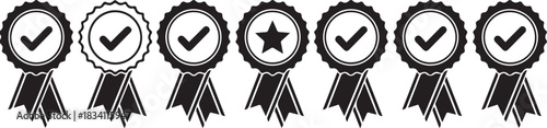 Black and white approval award ribbons vector illustration graphic resource