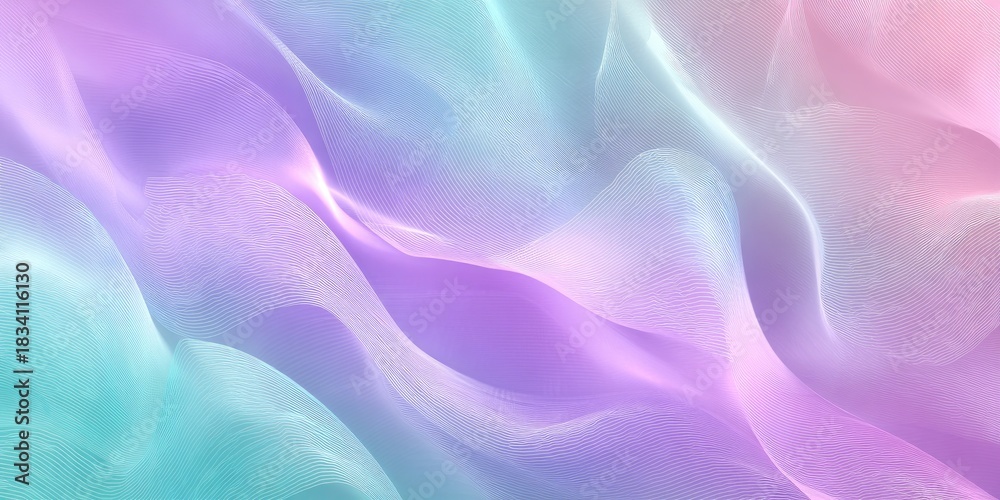 Obraz premium Soft flowing fabric in pastel colors, blending turquoise, lavender, and pink. Abstract and ethereal