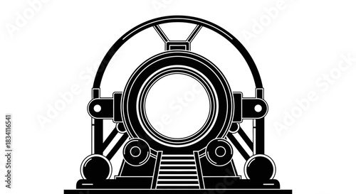 Black and white portal machine vector illustration design art
