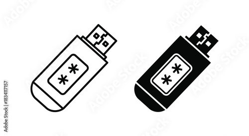 Usb drive password protected security data storage vector icon logo