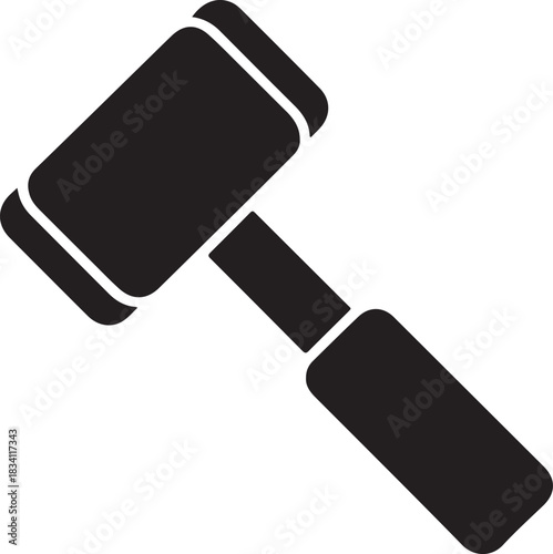 Black gavel vector icon representing law justice and judicial authority isolated on a clean background