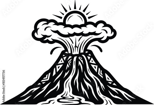 Volcanic eruption under the sun, a powerful display of nature's wrath