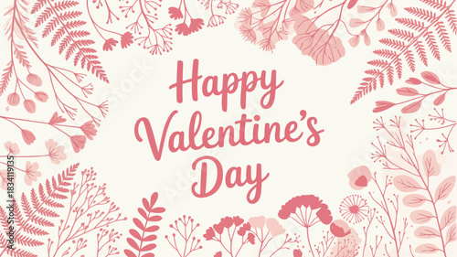 Elegant floral frame with happy valentine s day greeting