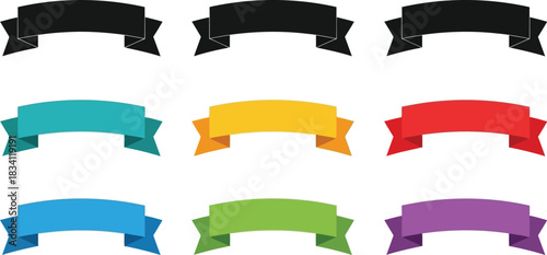 Colorful ribbon banner set for design elements and decoration