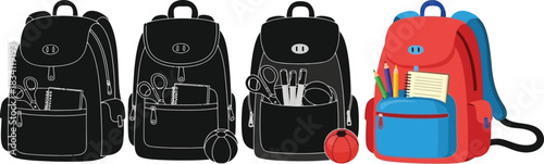Backpack evolution from black and white to vibrant color school bags
