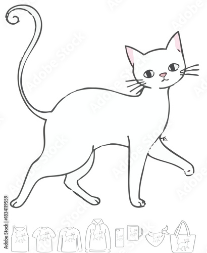 cat, animal, cartoon, vector, kitten, illustration